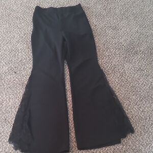 SHEIN Black Flare Pants with Lace Detail